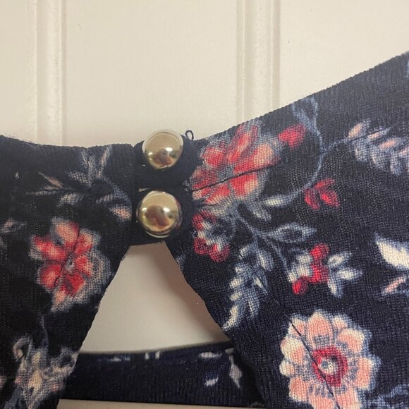 Rewind Women's Size M Floral Fit & Flare Dress Navy Wedding Festival Party - Picture 4 of 12